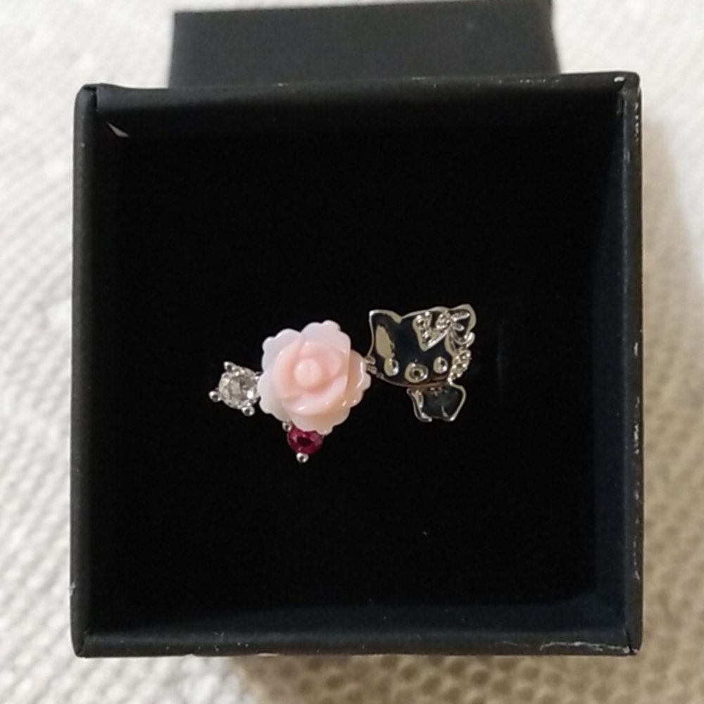 New Charmmy Hello Kitty Silver Ring Pink Rose